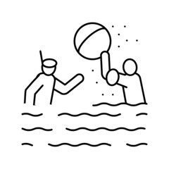 Fototapeta premium swimming child line icon vector illustration