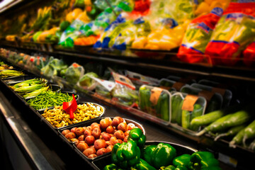 resh produce wall of produce colorful
