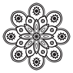 Cute Mandala. Ornamental round doodle flower isolated on white background. Geometric decorative ornament in ethnic oriental style.