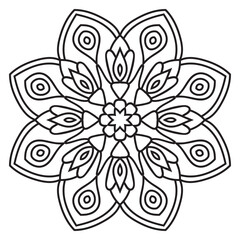 Cute Mandala. Ornamental round doodle flower isolated on white background. Geometric decorative ornament in ethnic oriental style.