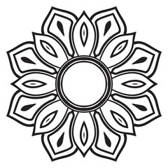 Cute Mandala Frame. Ornamental round doodle flower isolated on white background. Geometric decorative ornament in ethnic oriental style.