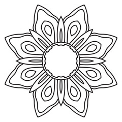 Naklejka premium Cute Mandala Frame. Ornamental round doodle flower isolated on white background. Geometric decorative ornament in ethnic oriental style.