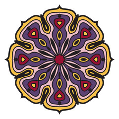 Cute Mandala. Ornamental round doodle flower isolated on white background. Geometric decorative ornament in ethnic oriental style.