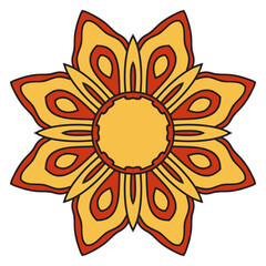 Cute Mandala Frame. Ornamental round doodle flower isolated on white background. Geometric decorative ornament in ethnic oriental style.