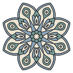 Cute Mandala. Ornamental round doodle flower isolated on white background. Geometric decorative ornament in ethnic oriental style.