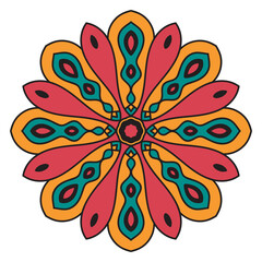 Cute Mandala. Ornamental round doodle flower isolated on white background. Geometric decorative ornament in ethnic oriental style.