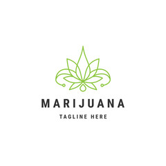 Cannabis line logo icon design template flat vector