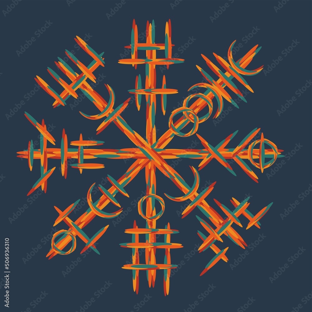 Wall mural norse viking color grunge symbol