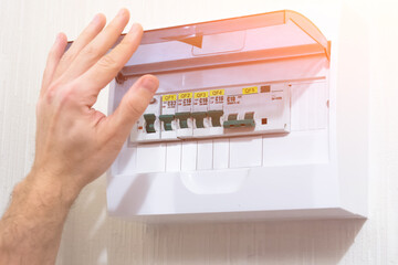 Hand is open type electric phase lightning sign, was installed on the wall