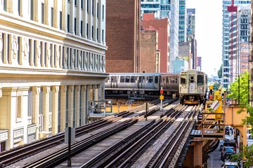 Fotobehang Train in Chicago © Sergii Figurnyi