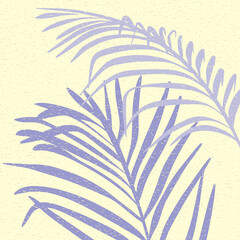 Palm leaves shadow on sand background. Wallpaper background with violet shadow on the wall. Vector summer illustration