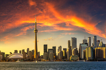 Toronto skyline at sunset, Canada