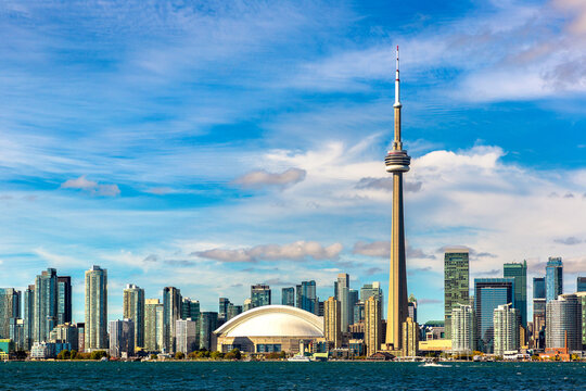 Blechschild XXL Welt Reise Toronto Canada Skyline Fluss CN-Tower weltweit Turm 