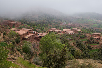 typical agricultural mountain landscape, Ait Blal, azilal province, Atlas mountain range, morocco, africa
