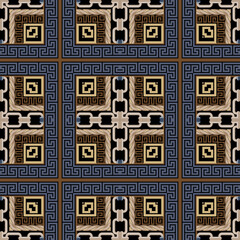 Checkered plaid tartan seamless pattern. Repeat ornamental greek background. Ethnic style elegant colorful ornaments.  Geometric modern design with chains, ropes, frames, borders, squares, stripes