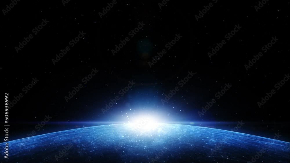 Sticker abstract dark blue universe with horizon light loop animation.