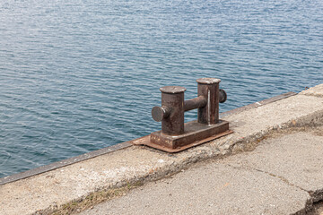 Fototapeta premium Bollard is a paired pedestal that serves to fasten the cables
