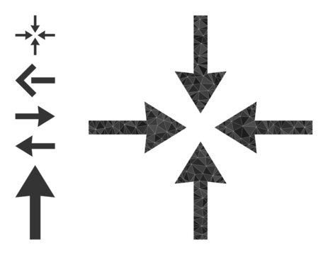 Vector triangulated meeting point icon illustration is constructed with scattered filled triangles. Triangulated meeting point polygonal icon vector illustration.