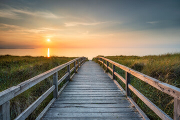 Wooden pathway to the beach 