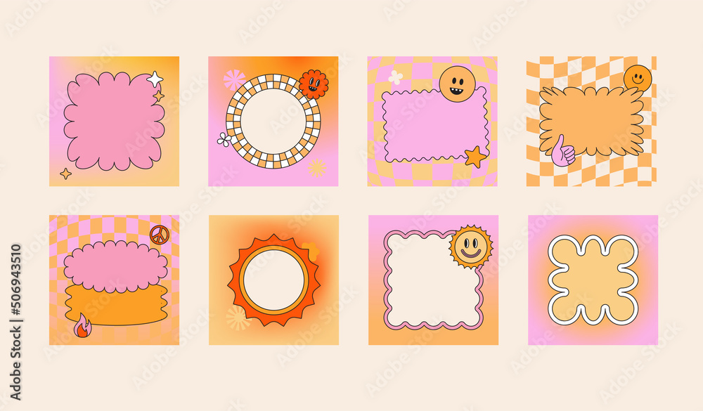 Fototapete Vector set of design elements, patches and stickers with copy space for text - abstract background elements for branding, packaging, prints and social media posts