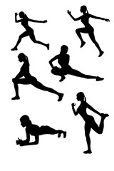 Sport woman silhouettes isolated on white background