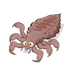 funny cartoon illustration of a louse