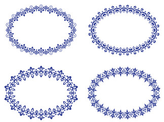 Obraz premium Set of four blue oval frames for your design