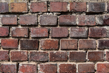Obraz premium Brick wall texture background, closeup image with details and stains. Brick wall