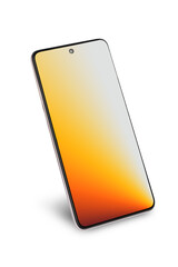 a modern smartphone is black, isolated on a white background