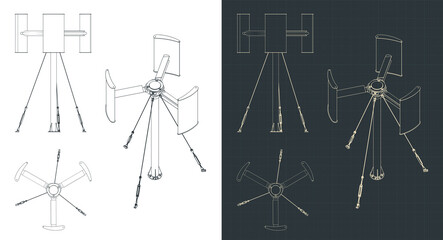 Vertical axis wind turbine power generator blueprints © blacklight_trace