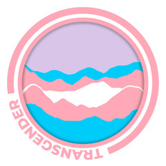 Transgender flag with mountain pattern. Hills with pride colors