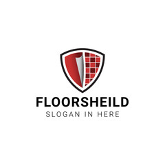 Shield and floor texture logo design illustration