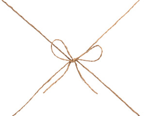 Rope with knot and bowknot, isolated on white background.