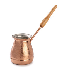 copper cezve for coffee isolated on a white background.