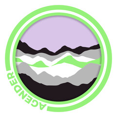 Agender flag with mountain pattern. Hills with pride colors