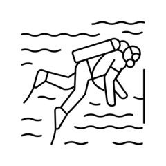 scuba diving line icon vector illustration