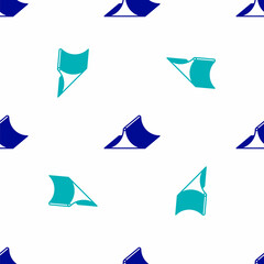 Blue Skate park icon isolated seamless pattern on white background. Set of ramp, roller, stairs for a skatepark. Extreme sport. Vector