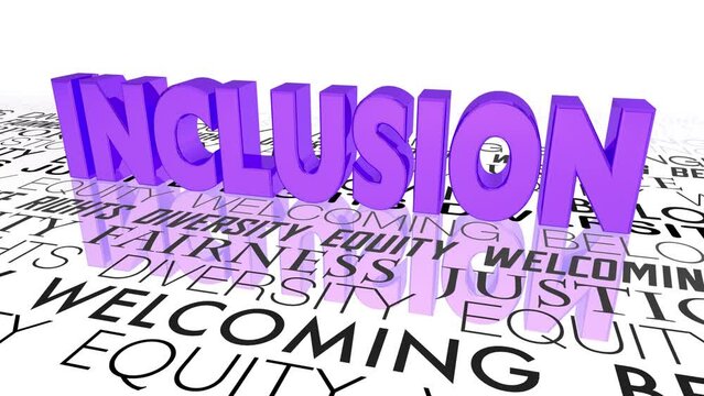 Inclusion Diversity Equity Welcome Belonging Words 3d Animation