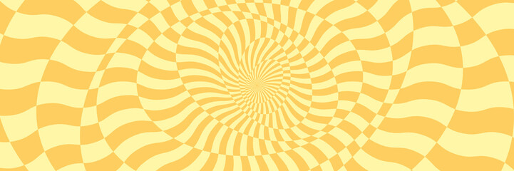 Vector abstract background. Simple illustration with optical illusion, op art. Long horizontal banner.
