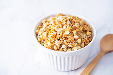 Oatmeal granola with berries in a bowl