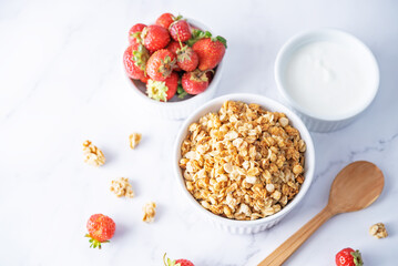 Oatmeal granola with berries in a bowl