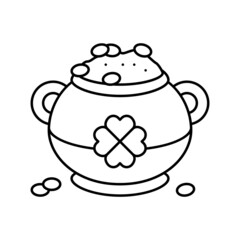 leprechaun treasure line icon vector illustration