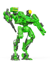 combat mech is standing up for war