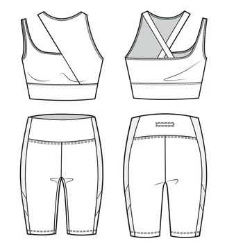 Women Sports Bra fashion flat sketch template. Girls Active wear Technical  Fashion Illustration Stock Vector