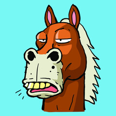 Ugly horse with mocking face