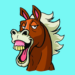 Ugly horse laughs extremely