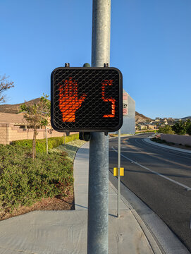 Countdown timer at pedestrian crossing traffic light