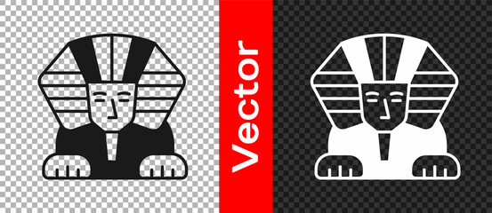 Black Sphinx - mythical creature of ancient Egypt icon isolated on transparent background. Vector