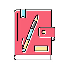 diary notebook color icon vector illustration