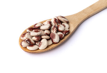 Rajado red beans in a spoon isolated over white background